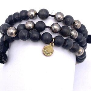 Gorjana Hannah Druzy Tassel Wrap Stretch Bracelet 2-Tone 23"